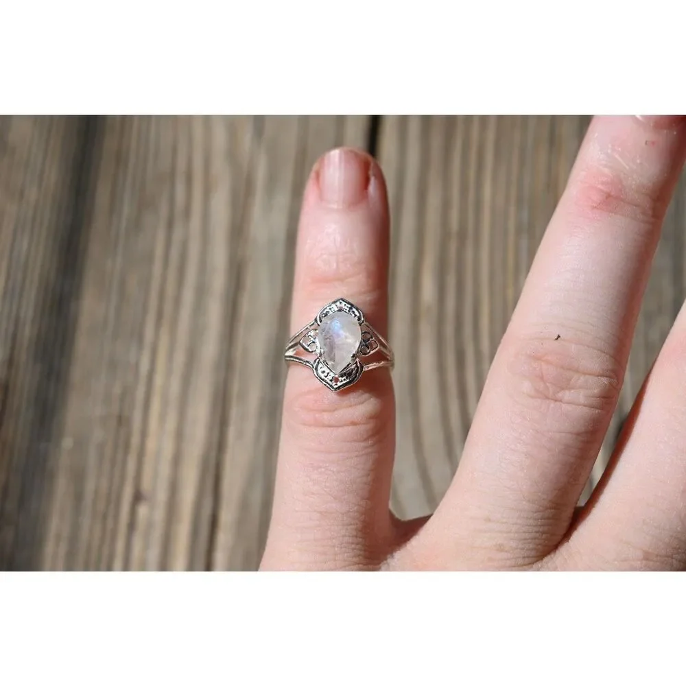 Engagement ring Moonstone sterling silver ring American made